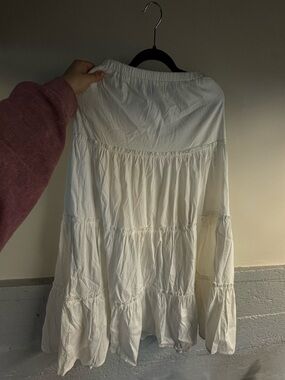 Lightweight White Tiered Maxi Skirt